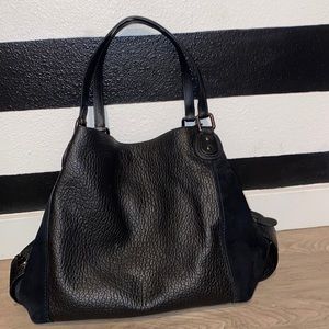 Black Edie Ladies Large Mixed Leather Shoulder Handbag 57647